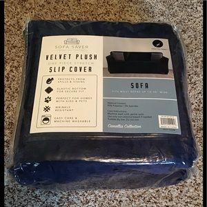Velvet Plush Sofa Slip Cover, Navy NWT